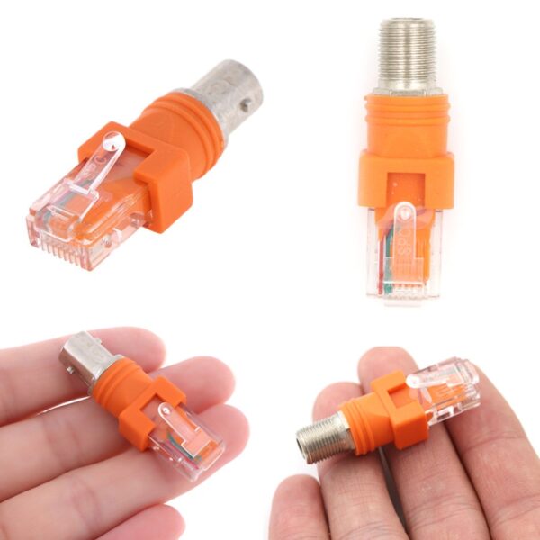 RF Female To RJ45 Male Coaxial Barrel Coupler Adapter Coax Adapter, RJ45 To RF Connector BNC F-Type Connector 1