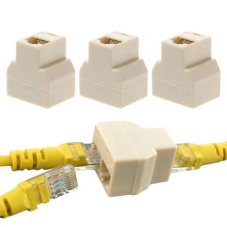 3Pcs/set 1 To 2 Way LAN Ethernet Network Cable RJ45 Female Splitter Connector Adapter for Computer White High Quality 1