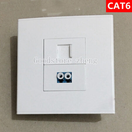 Wall Face Plate Fiber Optical LC Connector Coupler +RJ45 CAT6 Socket Faceplate 1