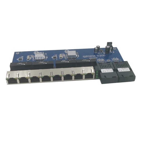 Media Converter Fiber Optical  Gigabit Ethernet switch PCBA 8 RJ45 UTP and 2 SC fiber Port 10/100/1000M  Board PCB 1PCS 3