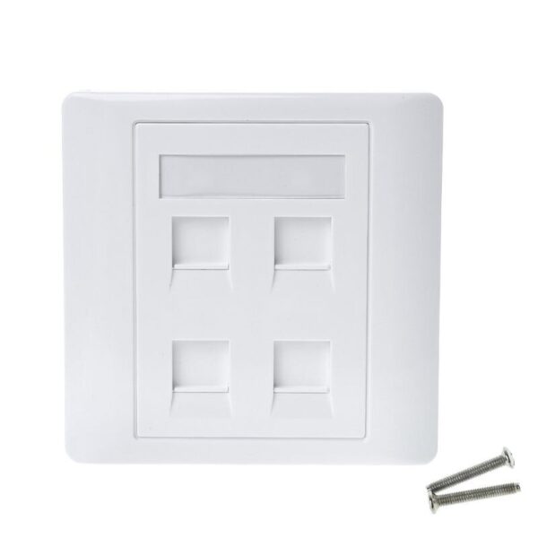 86 Type White Faceplate Wall Plate Socket Four Ports Network LAN Telephone Panel RJ45 Plug 6