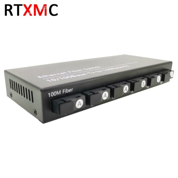 6F2E 10/100M Ethernet Switch  6 Fiber Port  25KM 2 UTP RJ45 Fast Erhetnet Fiber Optical Switch with 5V 2A power supply 5