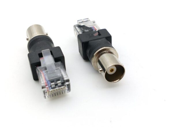 2pcs BNC Female to RJ45 Male Coaxial Coax Barrel Couplerconnector RJ45 to RF adapter 1