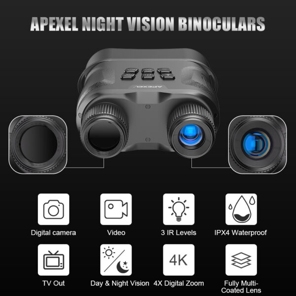 APEXEL Digital Night Vision Binoculars With Video Recording HD Infrared Day And Night Vision Hunting Binoculars Telescope 2