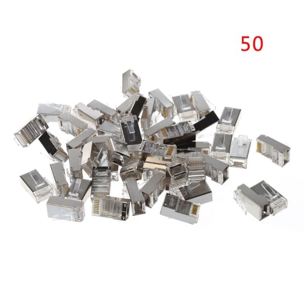 50/100Pcs CAT5 RJ45 8-Pin Shielded Modular Plug Ethernet Network Cable Connector  Drop ship 5