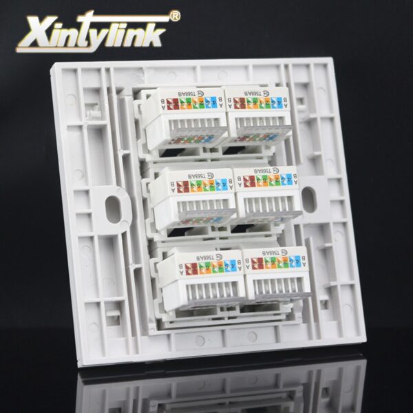 xintylink rj45 Socket jack modular 6 Port cat5e cat6 Keystone Wall Face plate Faceplate toolless white wall socket panel 86mm 1