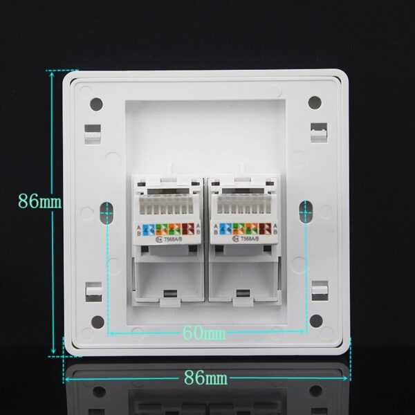 xintylink wall socket panel rj45 jack modular 2 Port cat5e cat6 pc Keystone Wall Face plate Faceplate toolless 86mm computer 3