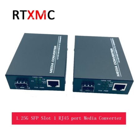 2 piece SFP Slot Fiber Media Converter to RJ45 Gigabit Media Converter SFP 10/100/1000M Ethernet Converter Transceiver 1.25G MC 1