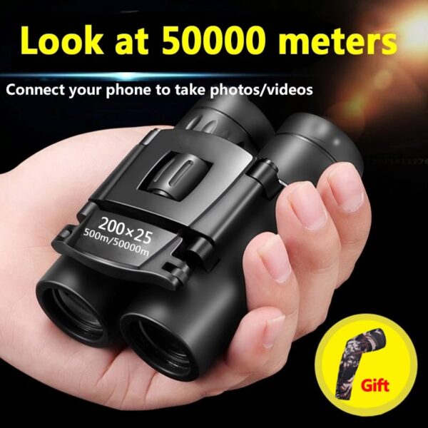 Mini Portable Zoom HD 50000M Telescope Binoculars Powerful 200x25 Folding Long Range Low Light Night Vision Professional 1