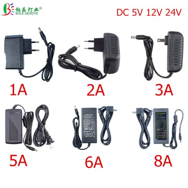 LED Power Adapter 5.5*2.1~2.5mm Female Connector AC 110V 220V To DC 12V 24V 5V Lighting Transformer For LED Strip CCTV Router 1