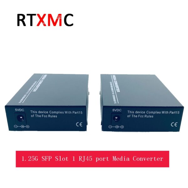 2 piece SFP Slot Fiber Media Converter to RJ45 Gigabit Media Converter SFP 10/100/1000M Ethernet Converter Transceiver 1.25G MC 4