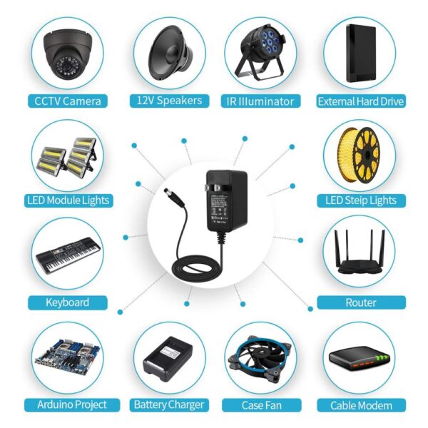 LED Power Adapter 5.5*2.1~2.5mm Female Connector AC 110V 220V To DC 12V 24V 5V Lighting Transformer For LED Strip CCTV Router 5