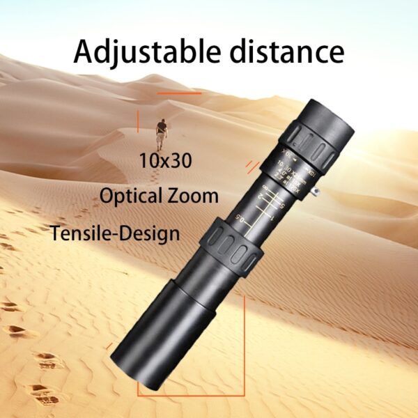 Metal Monocular Telescope 10-300x40 Zoom High Quality Monocular Binoculars Telescope Supports Smartphone with Light Night Vision 2