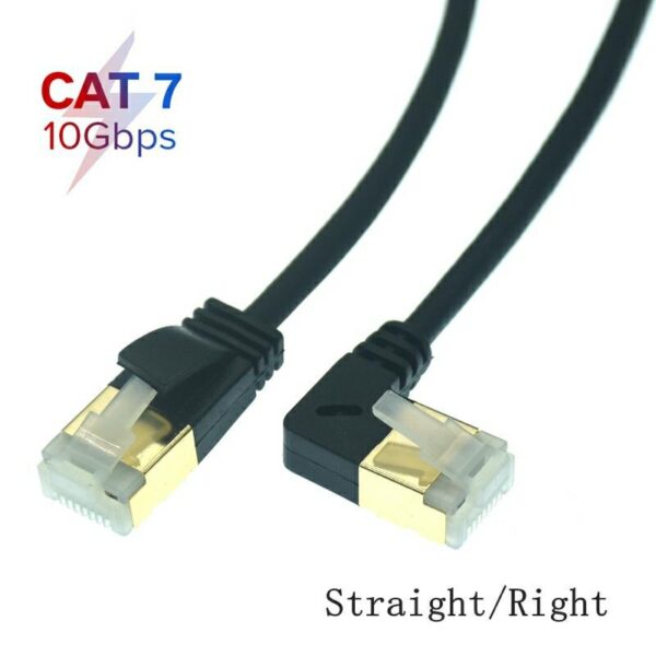 Ethernet Cable RJ45 Cat7 Lan Cable UTP RJ45 Network Cable for Cat6 Compatible Patch Cord 90 Degree Right Angle 10Gbps 0.5m-5m 2