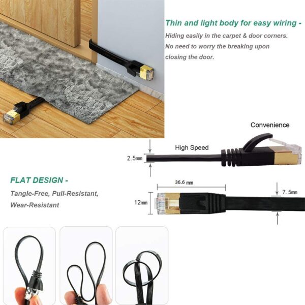 High Standard Cat7 Flat Ethernet Cable RJ45 Lan Cable UTP RJ 45 Network Cable For Cat6 Compatible Patch Cord Cable Ethernet 3