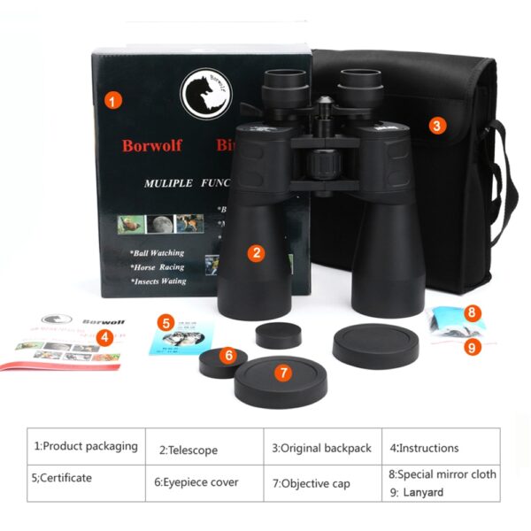 Borwolf 10-380X100  High Magnification Long Range Zoom 10-60 Times Hunting Telescope Binoculars  HD Professiona  Zoom 6