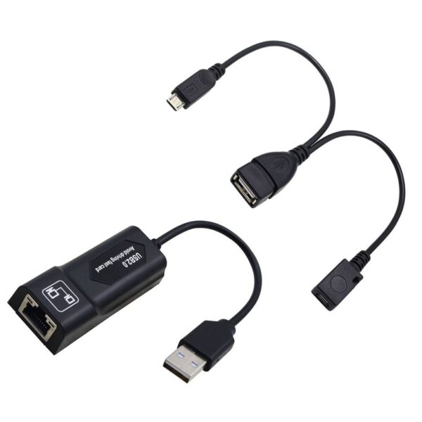 USB 2.0 to RJ45 Adapter/ 2X Mirco USB Cable LAN Ethernet Adapter for Amazon Fire TV 3 or Stick GEN 2 1