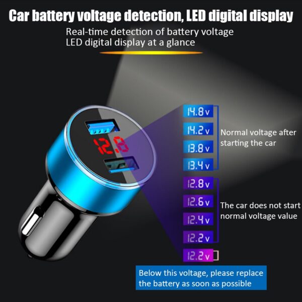 3.1A Dual USB Port LED Display Qucik Car Auto Mobile Phone Quick Port USB Fast Charger Adapter Fast Charge LED Car Power Adapter 6