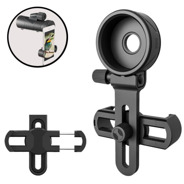 Universal Smart Cell Phone Adapter Clip Mount Binocular Monocular Spotting Scope Telescope Phone Support Eyepiece D: 62-105mm 1