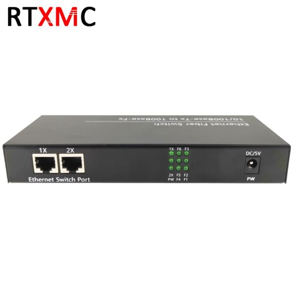 6F2E 10/100M Ethernet Switch  6 Fiber Port  25KM 2 UTP RJ45 Fast Erhetnet Fiber Optical Switch with 5V 2A power supply 4