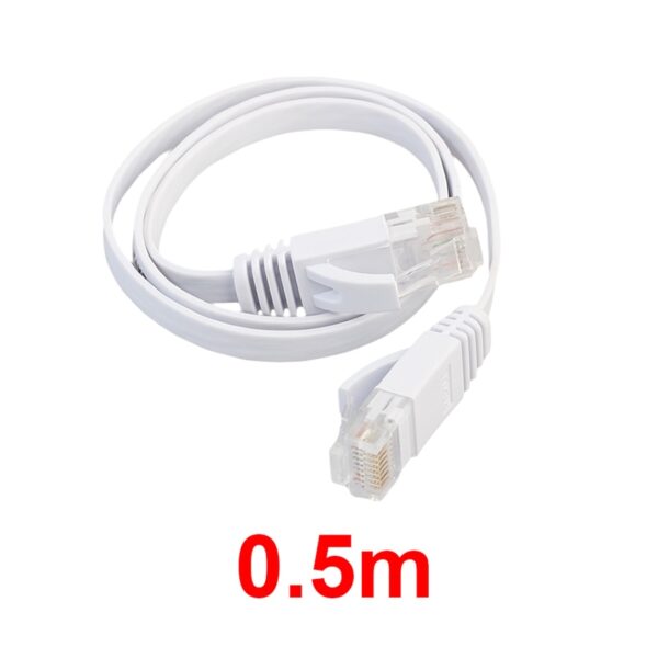 Flat RJ45 LAN Cable 0.5m -5m 98FT Cable CAT6 Flat UTP Ethernet Network Cable RJ45 Patch LAN Cable Black/ White Color New 2