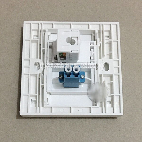 Wall Face Plate Fiber Optical LC Connector Coupler +RJ45 CAT6 Socket Faceplate 2