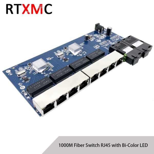 2G8E 1000M Gigabit Ethernet switch Ethernet Fiber Optical Media Converter Single Mode 8 RJ45 UTP and 2 SC fiber Port Board PCB 4