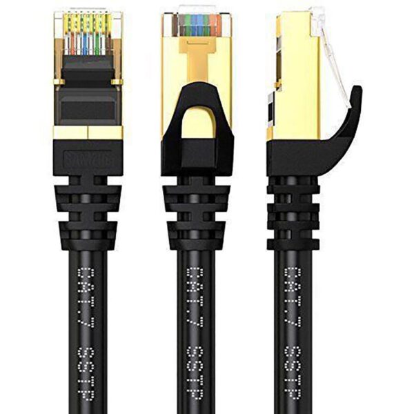 Durable Cat 7 U/FTP Gold Plated Shielded 10Gbps Ethernet RJ45 Network Patch Cable Cord 8 Wires Stranded Copper with Shielding 1