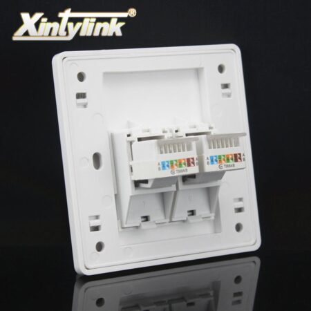 xintylink wall socket panel rj45 jack modular 2 Port cat5e cat6 pc Keystone Wall Face plate Faceplate toolless 86mm computer 1