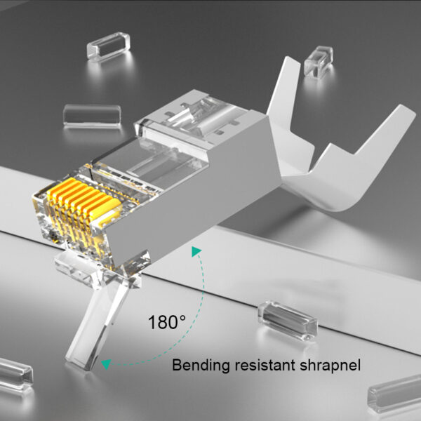 xintylink CAT8 CAT7 CAT6A rj45 connector 50U RJ 45 ethernet cable plug network SFTP FTP shielded jack 1.5mm hole pass through 2