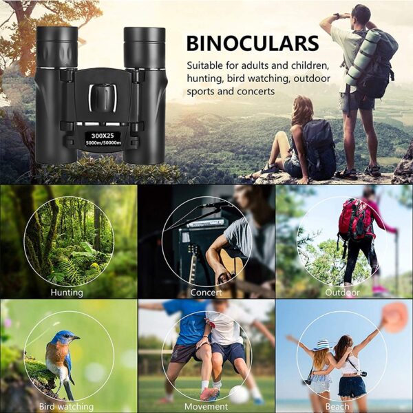 300X25 Powerful HD Binoculars 50000M Long Range Folding Mini Telescope Low Light Night Vision BAK4 Optics for Hunting Camping 6