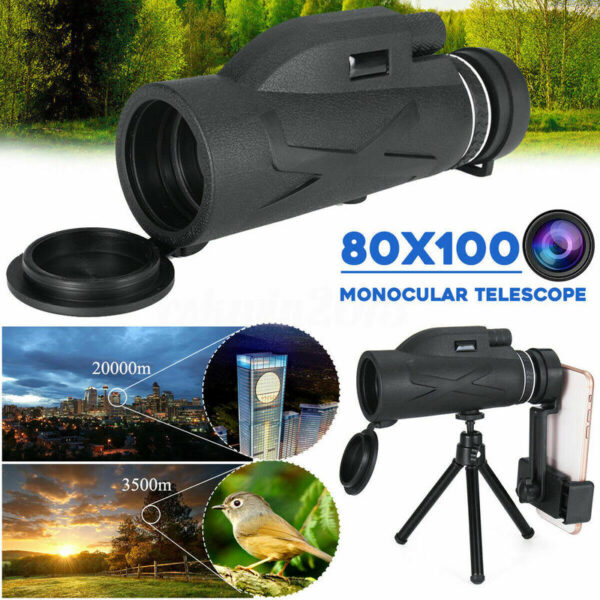 BAK4 80X100 Optics Zoom HD Lens Military Army Waterproof Hiking Hunting Monocular Telescope Professional 1