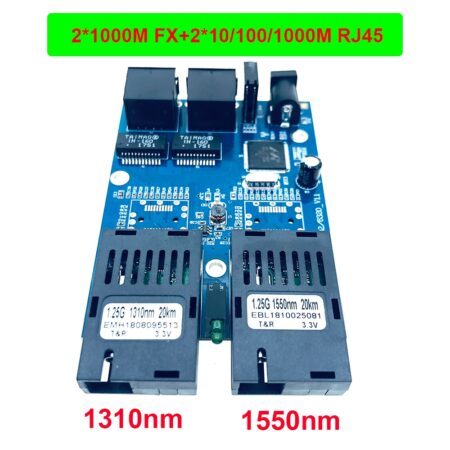 10/100/1000M Gigabit Ethernet switch Ethernet Fiber Optical Media Converter Single Mode 2 RJ45 UTP and 2 SC fiber Port Board PCB 1