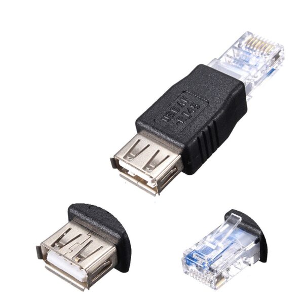 USB A Female to Ethernet RJ45 Male Adapter Connector Router Adapter Black free shipping 5