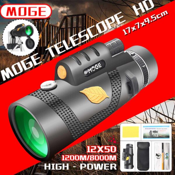 New 12x50 Magnification Hiking Hunting Lens Monocular Telescope Portable Night Vision HD Binoculars Zoom Camping Waterproof 1