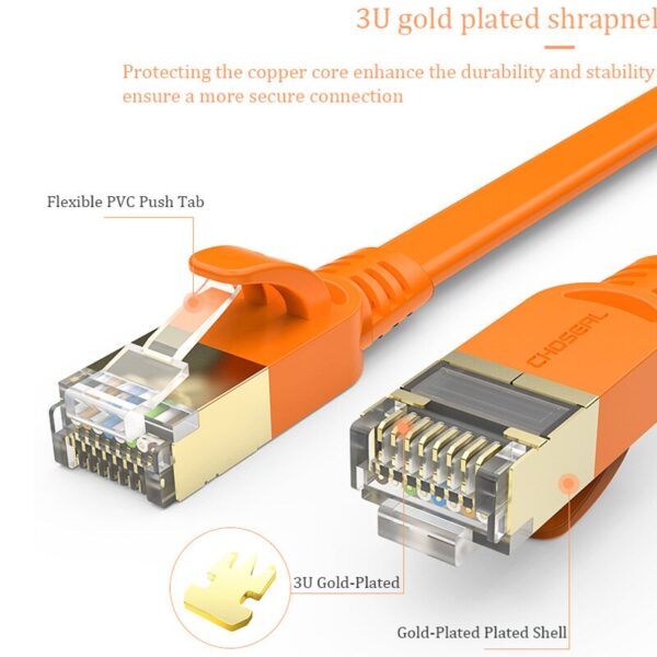 CHOSEAL RJ45 Cable Flat Cat7 Ethernet Network Cat7 Lan Cable RJ 45 Ethernet Patch Cord Cable for Computer Router 5