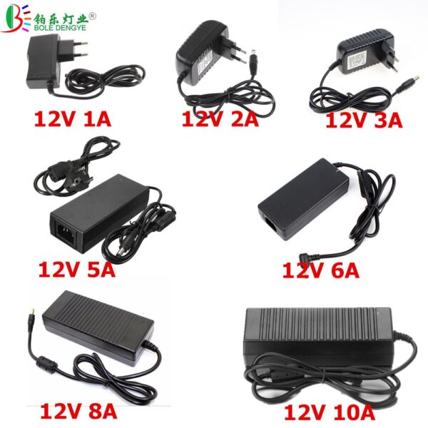 LED Power Adapter 5.5*2.1~2.5mm Female Connector AC 110V 220V To DC 12V 24V 5V Lighting Transformer For LED Strip CCTV Router 3