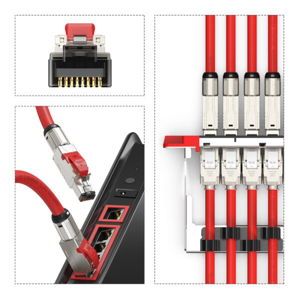 AMPCOM Cat8 Shielded Modular Plug - Field Termination Tool-Free 40G 2Ghz, 22-24AWG - (Fits Cat7A & Cat8 Cable) 5