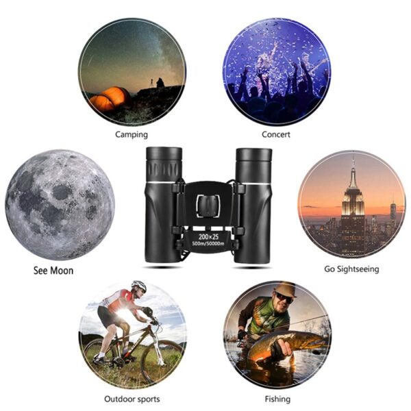 Mini Portable Zoom HD 50000M Telescope Binoculars Powerful 200x25 Folding Long Range Low Light Night Vision Professional 4