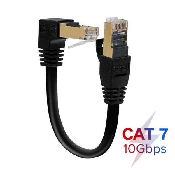 Cat7 Ethernet Cable RJ45 SFTP Patch Cable 90 Degree Right Angle for Computer Networking Laptop Router Modem 0.3m Lan Cord 1