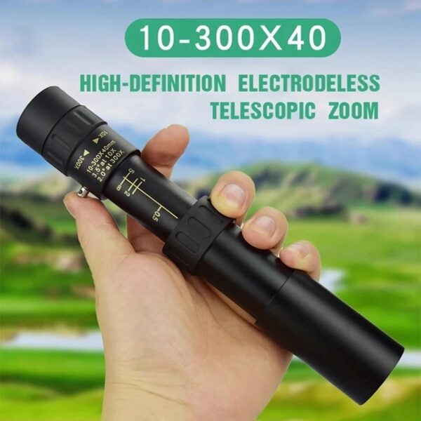 4K10-300X40mm Super Zoom Monocular Telescope Binoculars BAK4-Prism Body Steel Take Photo 4K Video Low Light Night Vision Camping 2