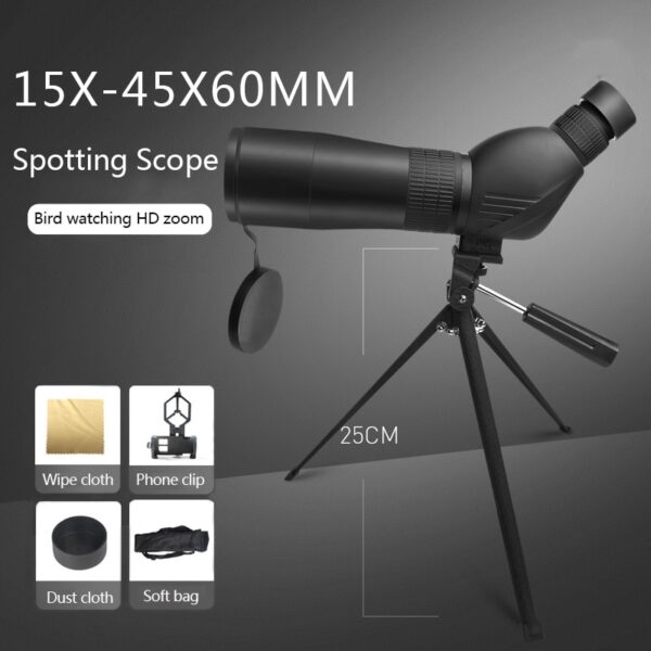 15-45X60mm Professional Monocular Telescope Spotting Scope HD Long Range Vision BAK4 Prism Binoculars for Hunting Camping 1