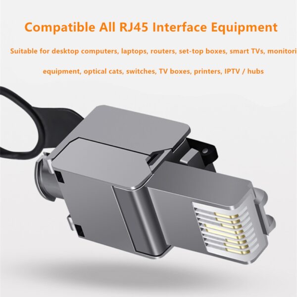 10pc RJ45 Connector Cat6 Cat6A Cat7 Cat8 Connector For Internet Network Cables Copper Shield Free Tool Crimp RJ45 Ethernet Cable 3