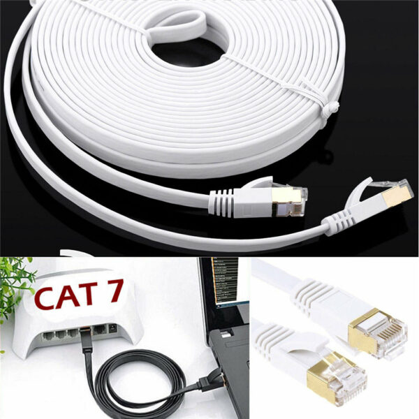 Cat 7 Enternet Cable Ethernet Network Cable Compatible Patch Cord for Laptop Router Cable Internet Cable Ethernet  White Black 3