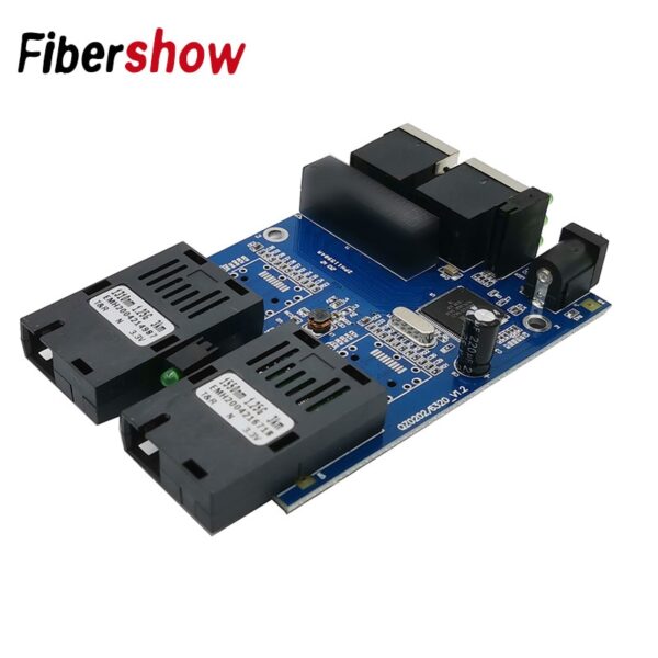 Gigabit Ethernet fiber switch 2 RJ45 UTP 2 SC fiber Gigabit Fiber Optical Media Converter 2SC 2RJ45 Ethernet 10/100/1000M PCB 2