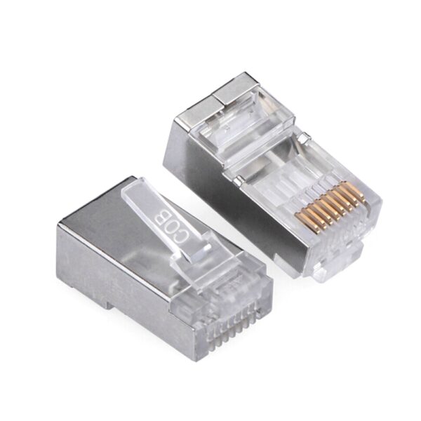 50PCS Multi-Functional RJ45 Cat6 8Pin 8P8C Shielded Stranded Crimp Modular Plug Connector Socket 1