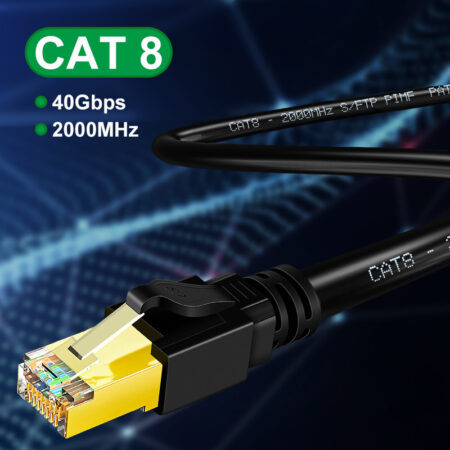 Tomtif Ethernet Cable Rj45 Cat7 Cat8 Lan Cable Double Shielded Wire CAT 8 40Gbps 2000MHz Networking Cord For Laptops PS 4 Router 1