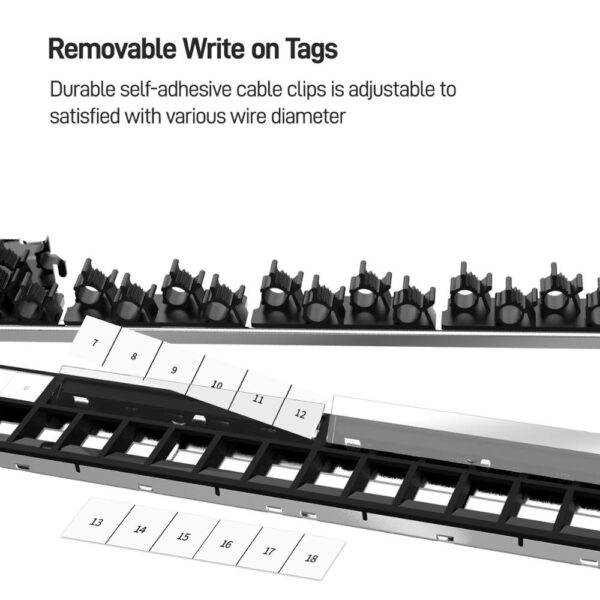 AMPCOM 24-Port Blank Keystone Patch Panel, 1U STP/UTP ,19 inch Rack Wall Mount with Rear Cable Management Panel, RJ45 Ethernet 5