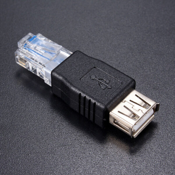 USB A Female to Ethernet RJ45 Male Adapter Connector Router Adapter Black free shipping 4