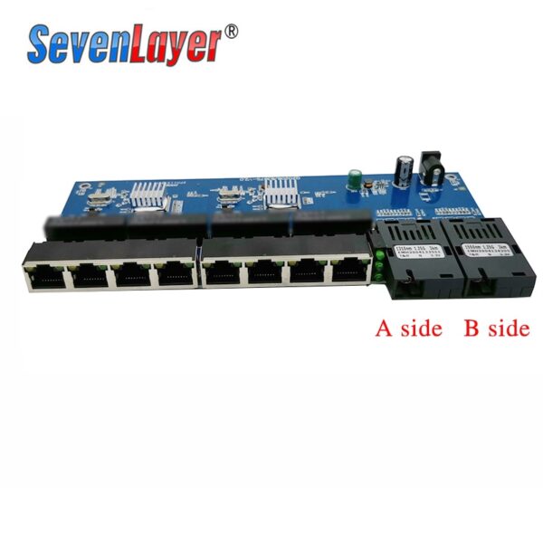 Media Converter Fiber Optical  Gigabit Ethernet switch PCBA 8 RJ45 UTP and 2 SC fiber Port 10/100/1000M  Board PCB 1PCS 3